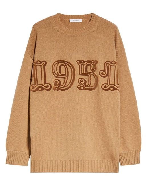 Max Mara Natural Crewneck Knit Sweater