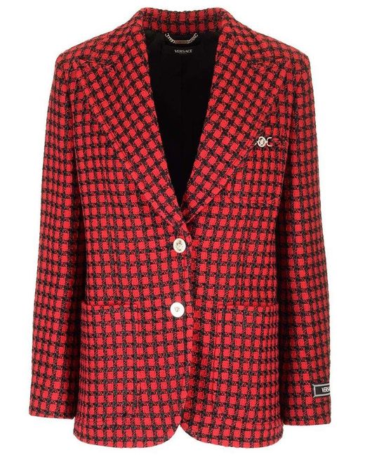 ジャケット VERSACE MULTICOLOR TWEED BLAZER Versace Tweed Jacket in Red | Lyst