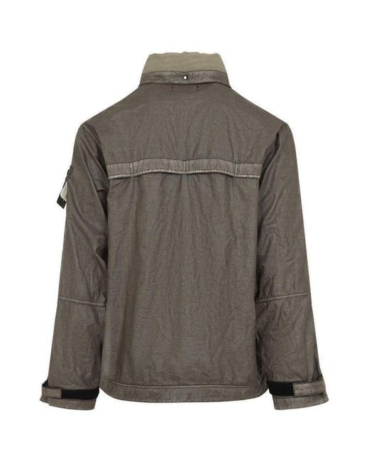 Stone Island Brown Logo Patch Short Parka for men