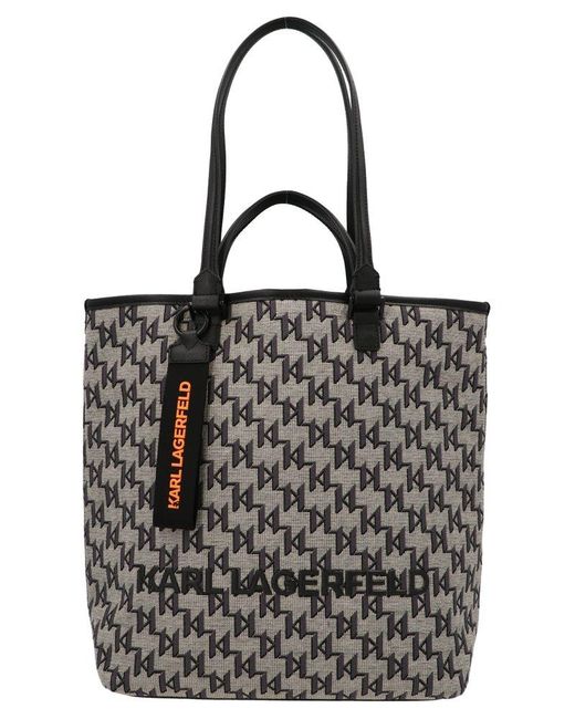 Karl Lagerfeld Logo Jacquard Monogram Shopping Bag in Black Lyst