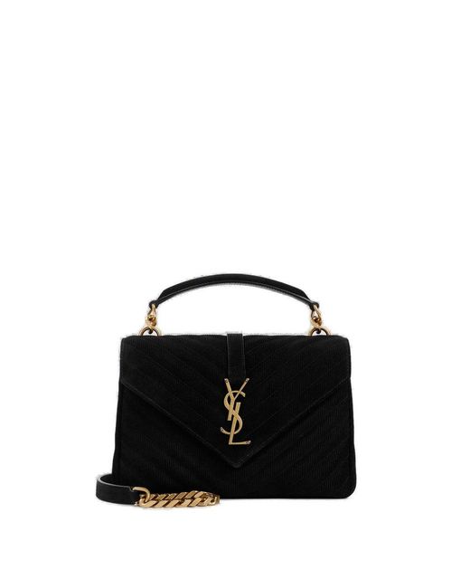 Saint Laurent College Quilted Medium Top Handle Bag in Black Lyst