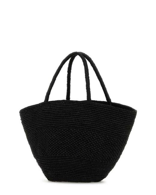 The Row Black Emilie Open Top Tote Bag