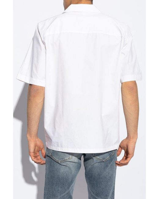 DIESEL White Logo Embroidered Short-sleeved Shirt for men