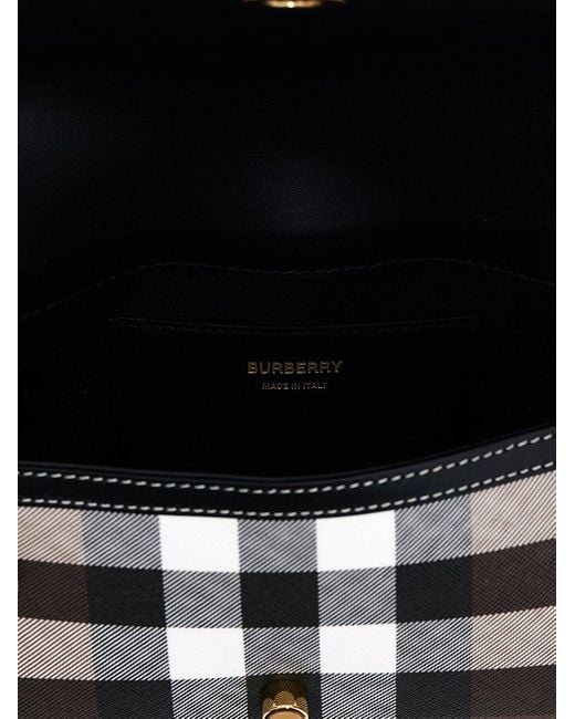 Burberry Brown Top Handle Note E-canvas & Leather Shoulder Bag