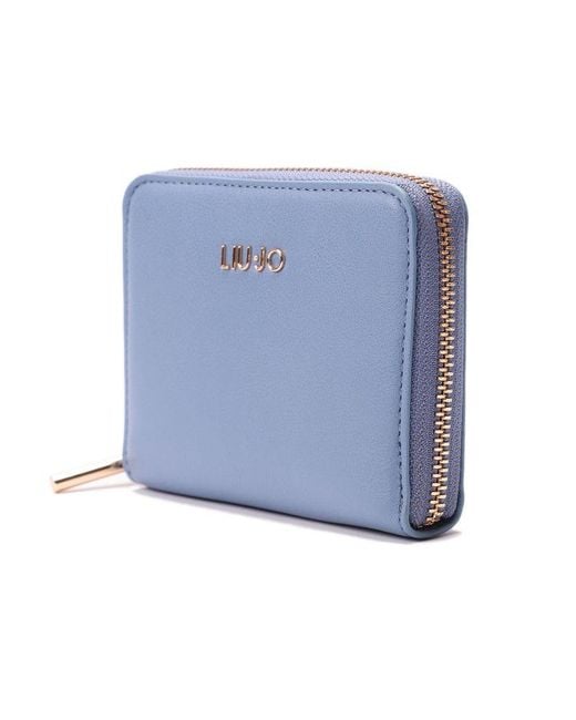 Liu Jo Blue Logo-lettering Zipped Wallet