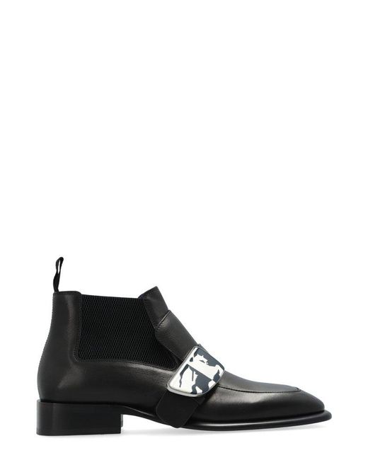 Burberry Black Shield Square-toe Chelsea Ankle Boots for men