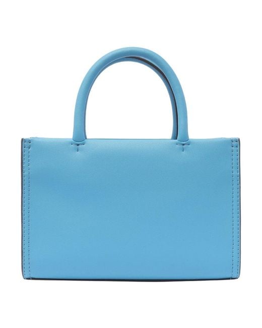 Tory Burch Blue Ella Mini Faux-leather Tote Bag