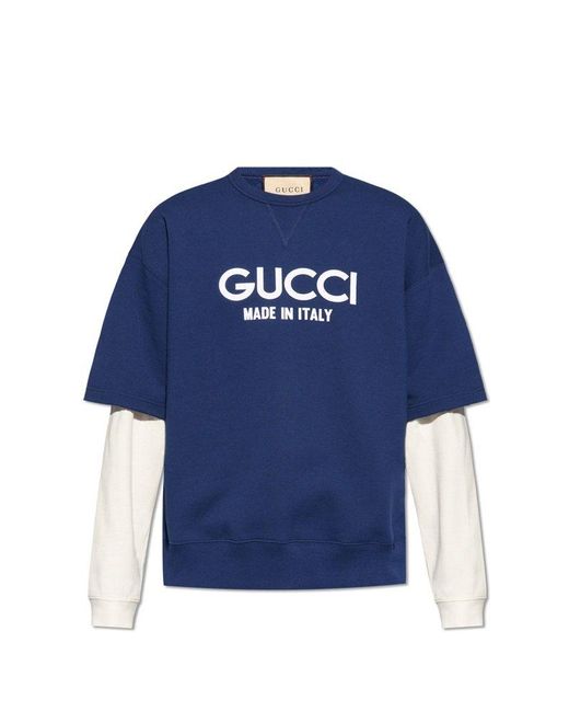 Gucci Blue Sweatshirt With Logo, for men