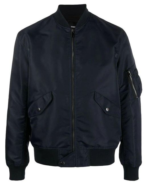 Theory Long-sleeve Bomber Jacket in Blue for Men | Lyst