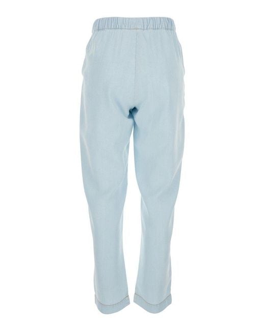 Semicouture Blue Elastic Waist Drawstring Pants