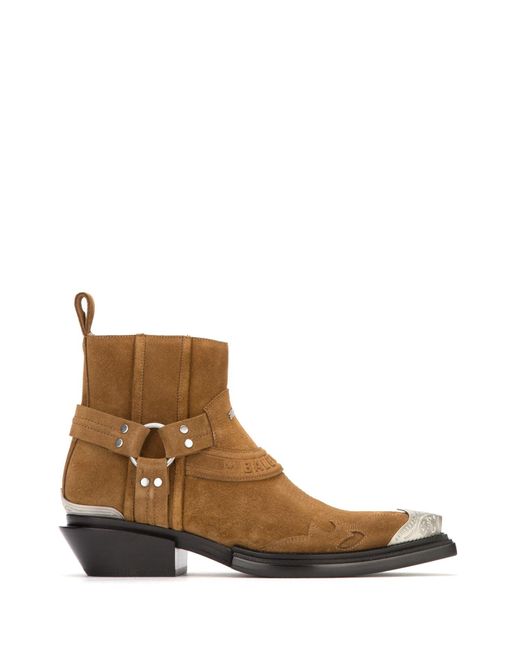 Balenciaga Brown Santiag Harness Suede Ankle Boots