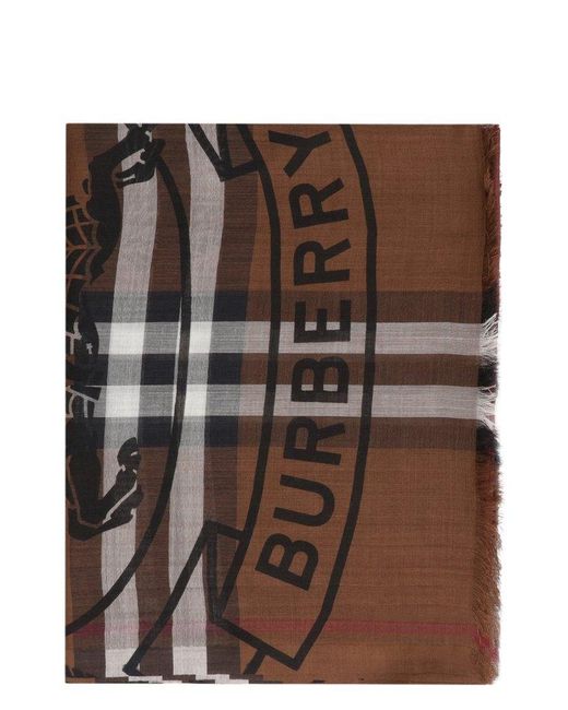 Burberry Brown Exaggerated Check Frayed-edge Scarf for men