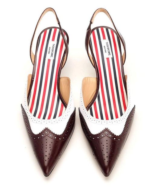 Thom Browne Multicolor Thome Browne Brogue-detailed Pointed-toe Pumps