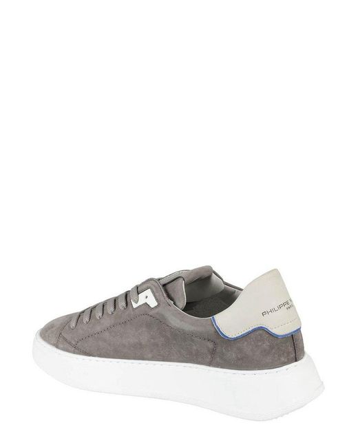 Philippe Model Gray Logo Patch Low-top Sneakers for men
