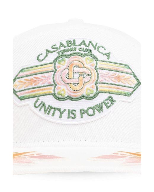 Casablancabrand White Unity Is Power Logo Embroidered Baseball Cap for men