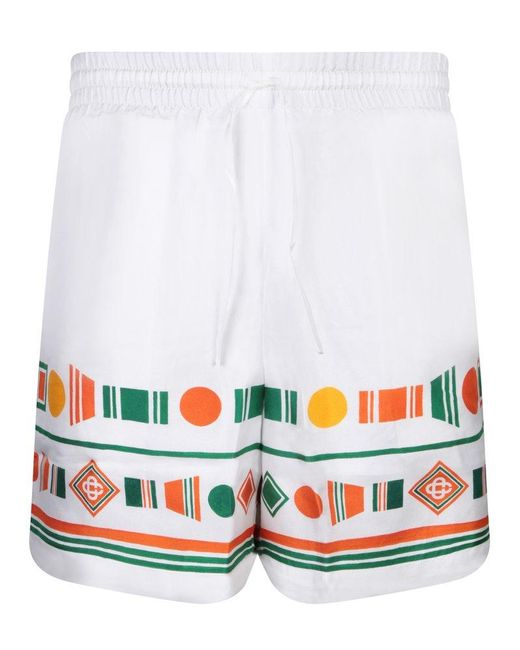 Casablancabrand White Playful Eagle Shorts for men