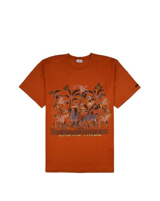 Etro Graphic Printed Crewneck T-shirt in Orange for Men | Lyst