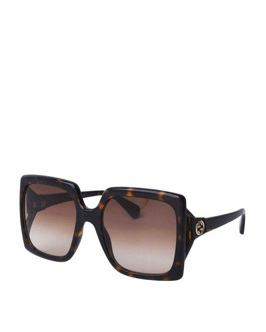 Gucci square-frame Sunglasses, Brown