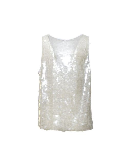 Aspesi Gray Mesh And Sequin Top