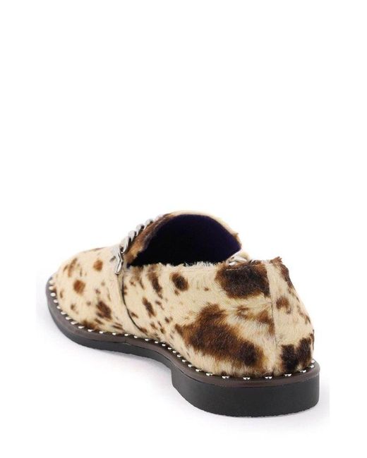 Stella McCartney Brown Falabella Animal-printed Chain-linked Loafers