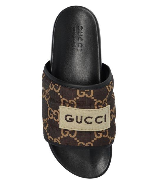 Gucci Brown Monogrammed Slides, for men