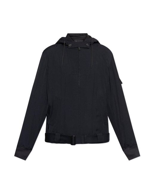 Y-3 Blue Drawstring Zip-Up Hoodie for men