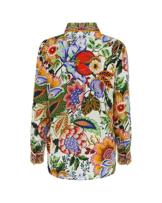 Etro Multicolor Floral Printed Long-sleeved Shirt
