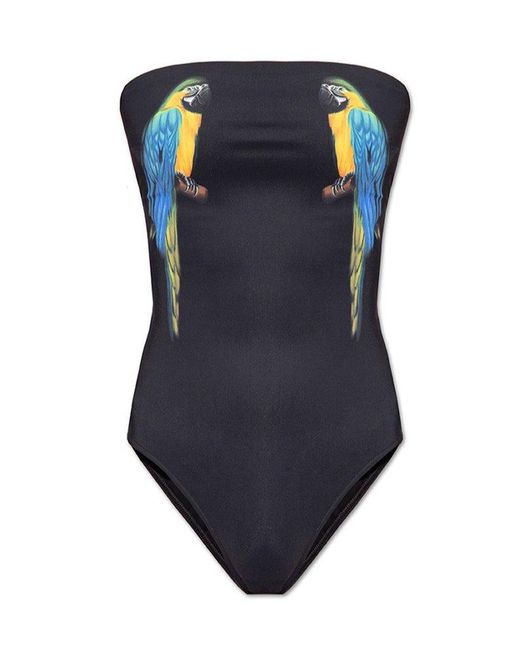 Saint Laurent Blue Animal-printed One Piece Swimsuit