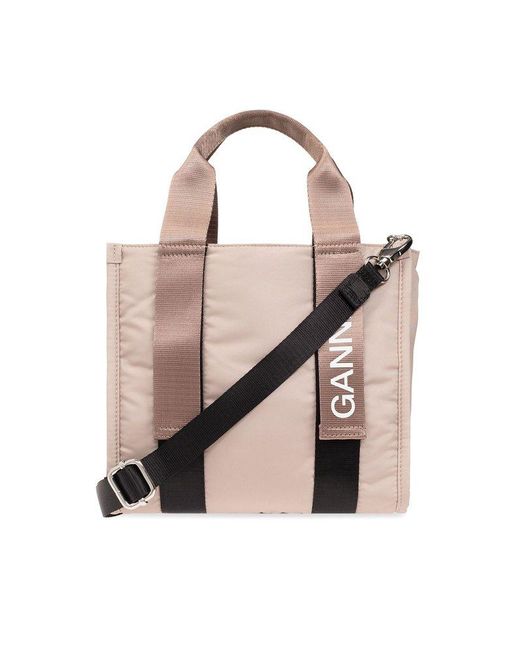 Ganni Pink Shoulder Bag With Logo,