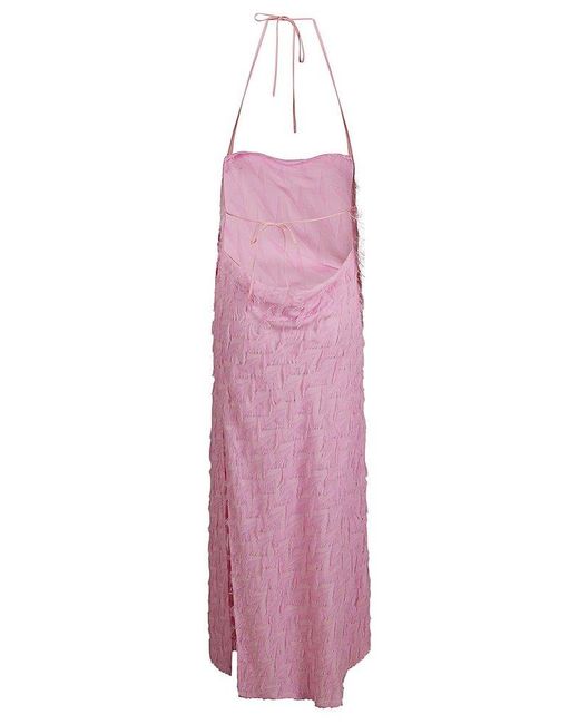 MSGM Pink Fringed Sleeveless Dress