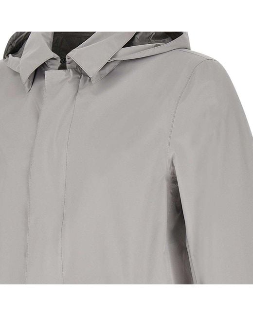 Herno Gray Straight Hem Long-sleeved Coat for men