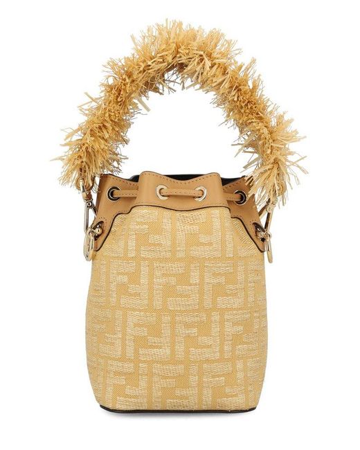 Fendi Metallic Mon Tresor Ff Jacquard Drawstring Bucket Bag