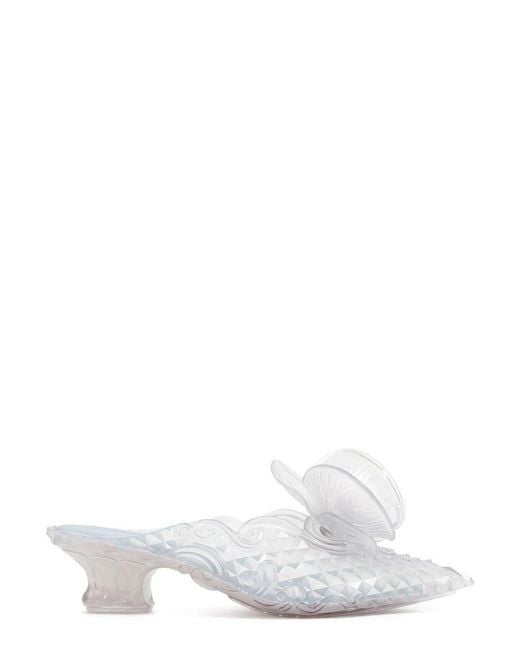 Y. Project White X Melissa Flower Detailed Pointed Toe Mules