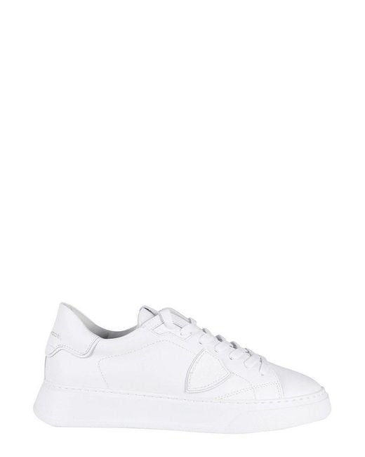 Philippe Model White Logo Printed Lace-Up Sneakers for men