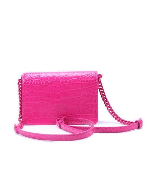 Pinko Pink Glossy Embossed Mini Lover Click Shoulder Bag