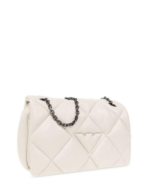 Emporio Armani Natural Foldover Top Quilted Shoulder Bag