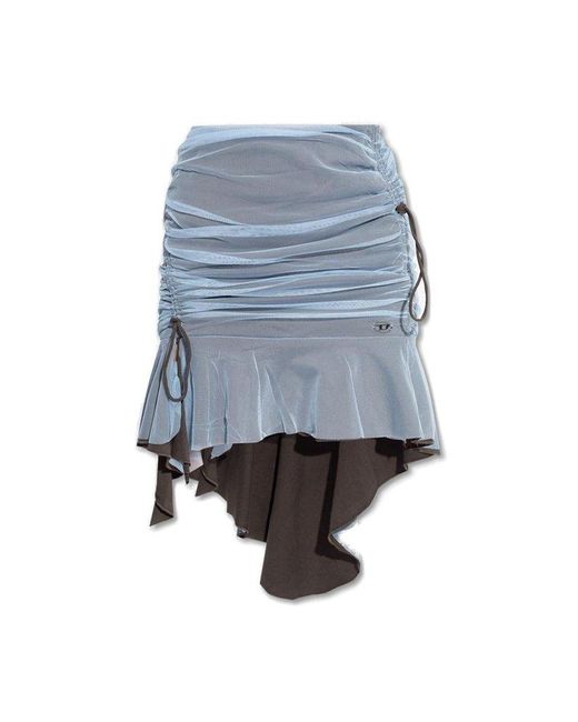 DIESEL Blue 'o-ryt' Asymmetrical Skirt