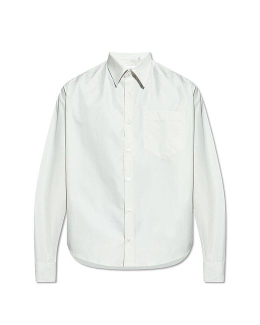 AMI White Cotton Shirt With Logo for men