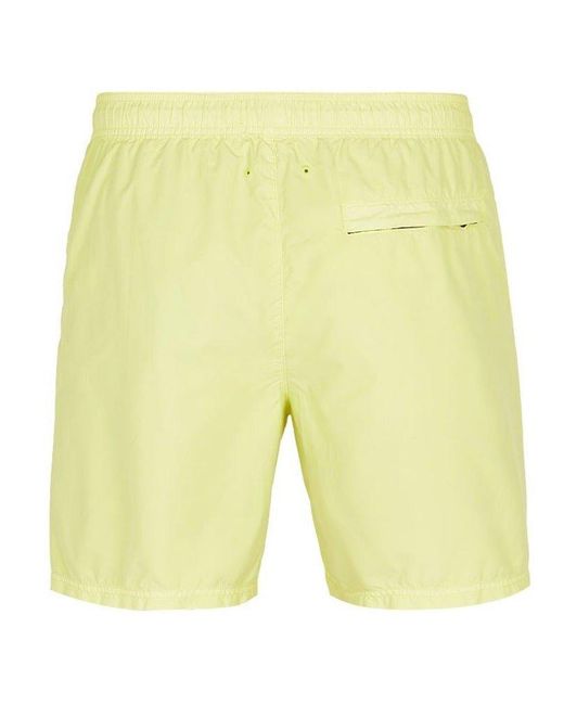 Stone Island Yellow Compass-patch Elasticated Waistband Swim Shorts for men
