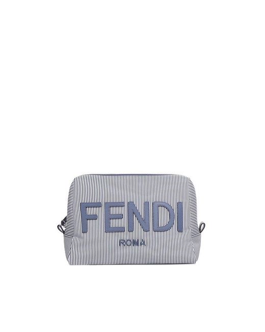 Fendi White Logo Patch Medium Beauty Pouch