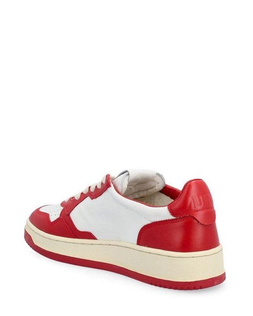 Autry Red Round Toe Lace-up Sneakers for men