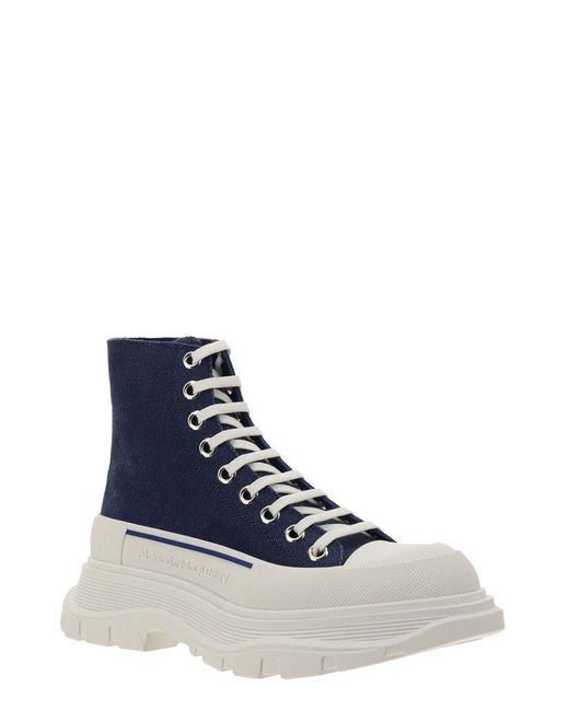 Alexander McQueen Blue Tread Slick Lace-Up Sneaker Boots