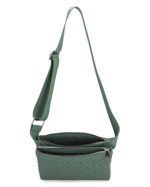 Bottega Veneta Green Intrecciato Messenger Bag for men