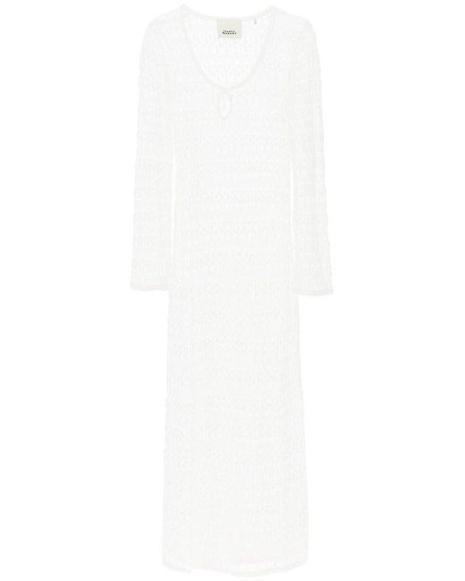 Isabel Marant White Poros Openwork Knitted Midi Dress
