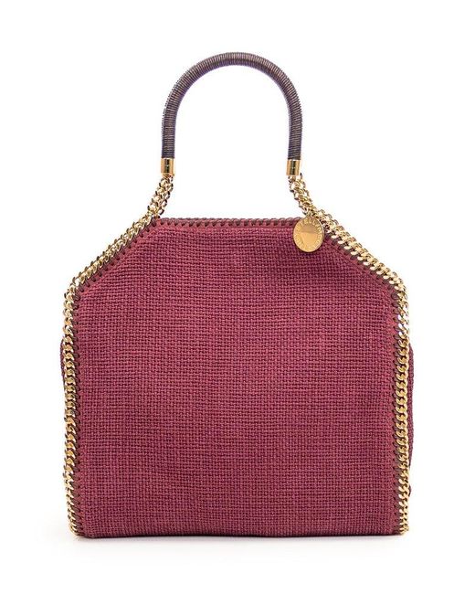 Stella McCartney Red Logo Plaque Chain Braided Bag