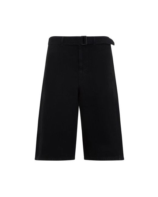 Lemaire Black Belted Knee-length Shorts for men
