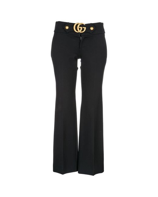 Gucci Black GG Belted Flare Pants