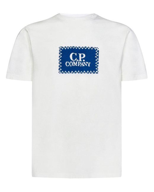 C P Company Blue Logo Printed Crewneck T-shirt for men