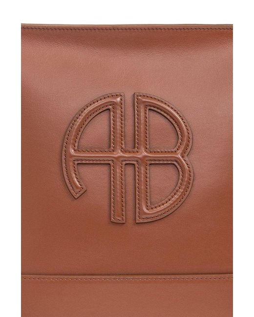 Anine Bing Brown Lili Logo Patch Shoulder Bag