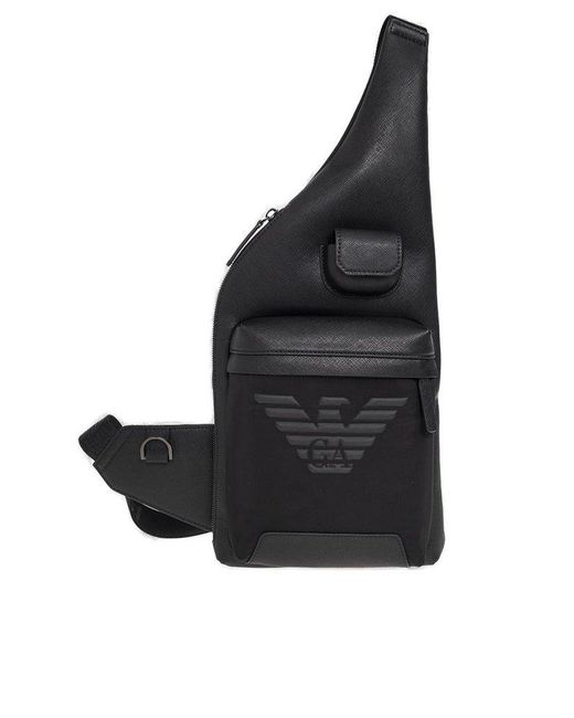 Emporio Armani Logo Detailed Shoulder Bag in Black for Men Lyst